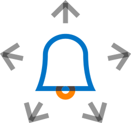 Simulring Stylized illustration of a bell peeling in many directions